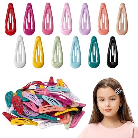 60 Pièces Snap Cheveux Clips, 3 cm Mini Barettes Cheveux Fille en Métal