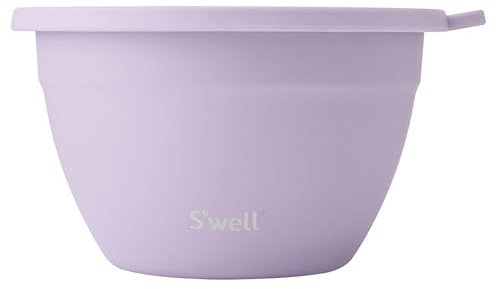 S'well Stainless Steel Salad Bowl Kit 64oz, Lilac, Comes with 2oz Mini Canister and Removable Tray for Organization, Leakproof, Easy to Clean, Dishwasher Safe