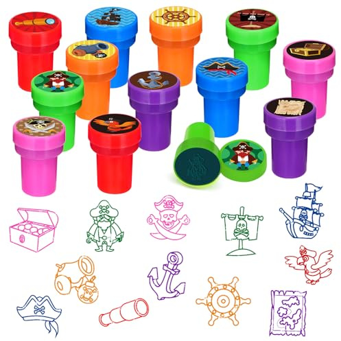 Cinrobiye Piraten-Stempel für Kinder, nautische Schatzsuche, Partyzubehör, Piraten-Papageien-Totenkopf-Geburtstagsparty-Zubehör, Karnevalspreise, Pinata, Geschenktütenfüller, Klassenzimmer-Belohnungen