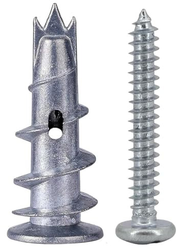 90 Pcs Heavy Duty Self Drilling Plasterboard Fixings, Plasterboard Wall Plugs and Screws, Metal Raw Plugs and Stainless Steel Screw, Dry Wall Anchor Cavity Drywall Screws for Plaster Wooden Boards