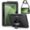 Junfire Case for Samsung Galaxy Tab Active5 Pro / Active4 Pro 2025/2022 10.1 inch, Heavy Duty Shockproof Case with Screen Protector, 360°Rotating Stand/Hand Strap/Shoulder Belt/Pencil Holder, Black