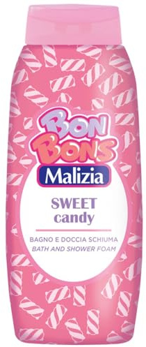 Malizia Sweet Candy Schaumbad – cremige und sanfte Formel – süßer und köstlicher Duft – weiche und feuchtigkeitsspendende Haut – Familiengröße 500 ml (1)