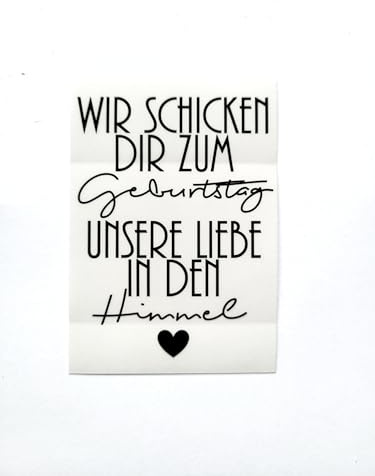 5 Aufkleber für Grabkerzen mit dem Spruch Wir schicken dir zum Geburtstag unsere Liebe in den Himmel, Sticker Grablichter, Friedhofsdekoration
