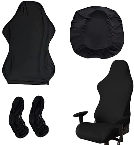XMDROU Gaming Chair Covers, 4 Pieces Protective Cover for Gaming Chair, Scratch Resistant Covers Protect Decorate Chairs Office Chairs Cover Set for Office Swivel Chaired Gamings (Black)