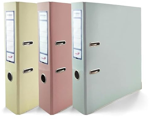 Netuno 3x Ringmappe DIN A4 breit Vanille Rosa Blau 7,5cm glänzend PP | Ringbuch Büroordner Kunststoff 2-Ring-Mechanik für A4-Dokumente Büro Studium Homeoffice Ordnungssystem Aktenaufbewahrung