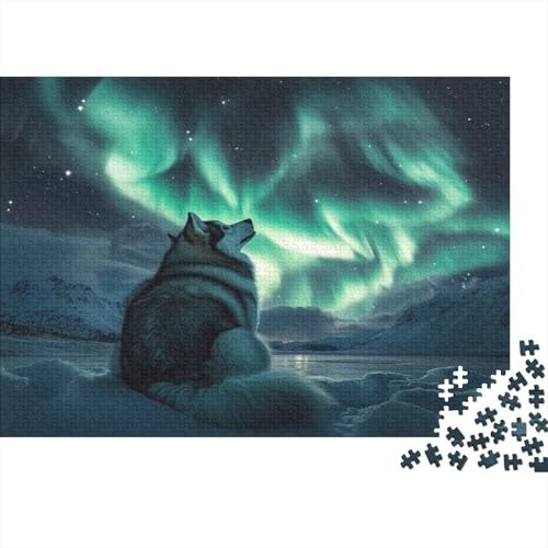 Sibirischer Husky Puzzles 1000 Teile Schwer Puzzle Spielzeug Lernspiel Impossible Nordlichter Herausforderungsspielzeug Für Erwachsene Und Kinder Ab 12 Jahren 1000pcs (75x50cm)