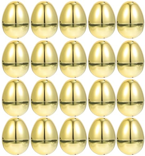 Veemoon 20 Stück Goldene Ostereier, Glänzende, Befüllbare Kunststoffeier für Ostereiersuchen, Spiele, Partygeschenke, Bastelarbeiten, Füllmaterial für Osterkörbe, Foto-requisiten