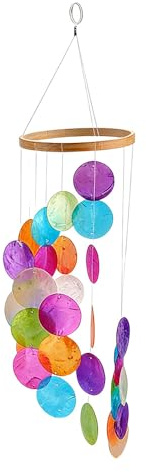 SGZIOO Bunte Muschel Windspiel, Windspiele, Windspiele für Draußen Hängend, Muscheln Deko Wind Chimes, Handgefertigt DIY Boho Deko für Fenster Wand Terrasse Garten Veranda Outdoor Zuhause