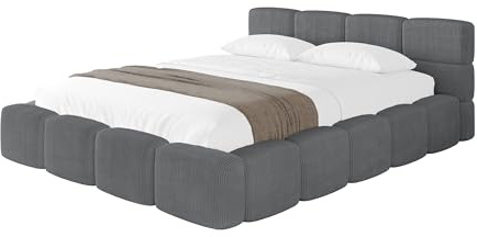 ALTDECOR Polsterbett mit Bettkasten und Lattenrost, Bett mit Kopfteil, Boxbett ohne Matratze, Doppelbett mit Stauraum - NATA-v1 180x200 Dunkelgrau