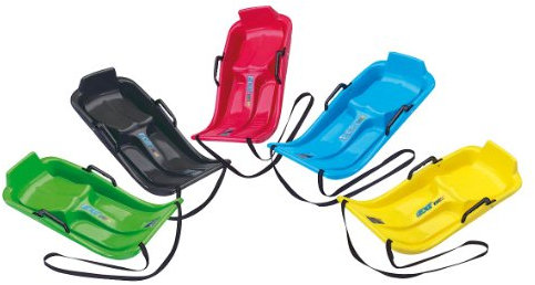 KHW Minibob | Farblich Sortiert | schneller Kinderschlitten aus Kunststoff | robust & frostbeständig | leicht & wendig | mit Brems- & Lenkfunktion | Made in Germany | TÜV-geprüft | 80×40×20 cm