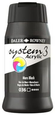Daler-Rowney System3 Acrylic Paint, Plastic Pot, 16.91oz - 500 ml, Mars Black