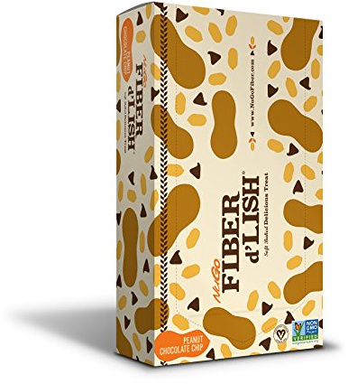 NuGo Fiber d'Lish Peanut Chocolate Chip, 12g High Fiber, Vegan, 160 Calories, 16 Count