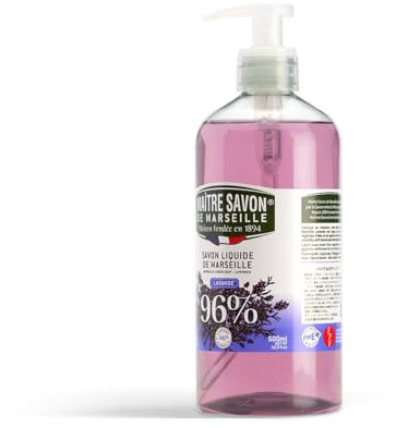 Maître Savon de Marseille - Savon de Marseille liquide à la Lavande - 500 ml. 96% d'origine naturelle