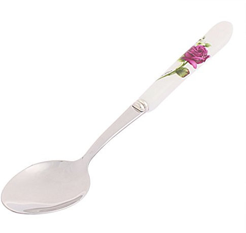 sourcing map Rose Muster Keramik Griff Suppe Abendessen Löffel DE de