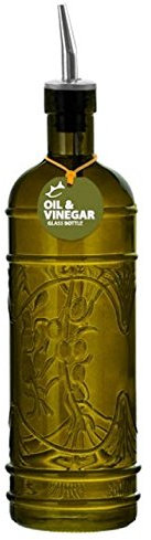 Unique Kitchen Olive Oil, Liquid Dish or Hand Soap Glass Bottle Dispenser ~ G244VF ~ Vintage Green Glass Bottle with Metal Pour Spout and Cork Included