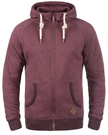 Solid SDVitu Herren Sweatjacke Kapuzenjacke Zip-Hoodie mit Kapuze Kordelzug Kängurutasche Reißverschluss Baumwollmischung Regular fit, Größe:3XL, Farbe:Wine Red Melange (8985)