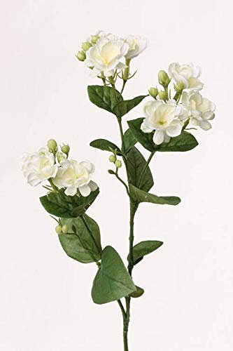 artplants.de Künstlicher Jasmin Zweig SINJA, 9 Blüten, weiß - grün, 60cm - Kunstzweig - Künstliche Blumen