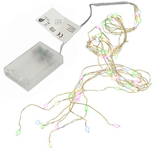 Nipach GmbH 2er Set Lichterregen – 2 x 64 LED bunt 8 silberne Drähte mit je 8 LED Batterie Timer Lichterkette Weihnachtsdeko Partydeko Lichterbündel Xmas