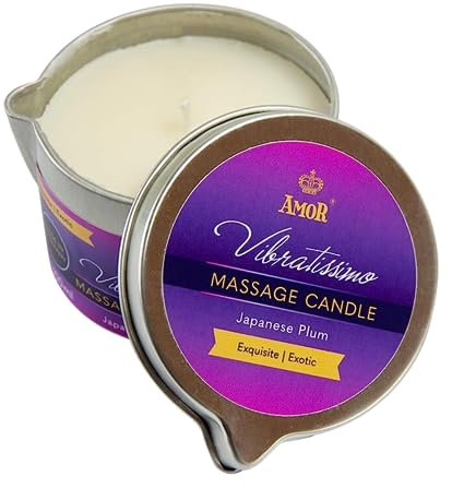 Vibratissimo Massagekerze Japanese Plum 100 ml I Kerze mit Pflau Men Duft I Kerze Entspannung I aus natürlichen Rohstoffen & mit Kokosöl I für empfindliche Haut geeignet I Massage Candle