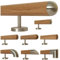 TIBU Eiche Holz Handlauf Geländer 0,3m - 6m, Länge 350 cm, Ende Halbrunde Edelstahlkappe und 5 gerade Halter