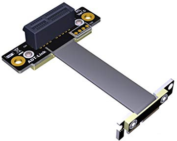 ADT-Link Dual 90Degree Right Angle PCIe 3.0 x1 to x1 Extension Cable R11SL-TL 8G/bps High Speed PCI Express 1x Riser Card Ribbon Extender (60cm)