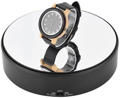 Tnfeeon Elektrischer Drehteller Miniatur Drehscheibe 360-Grad-Drehteller Batteriebetriebener Display Drehteller drehbarer Spiegelständer für das Shop Home Display