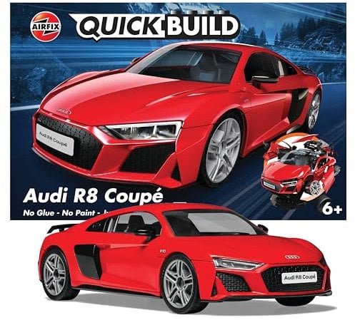 QUICKBUILD Audi R8 Coupe Modellbausatz, Rot/Ausflug, Einfarbig (Getaway Solids)