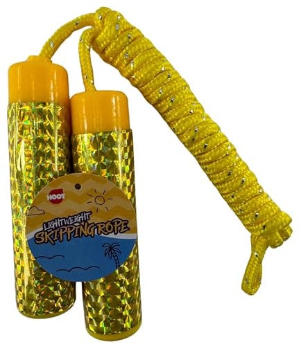 HOVUK® Kids Skipping Rope Lightweight Glitter Jump Rope Wooden Style Girls Exercise Activity Toy (Lightweight Yellow)