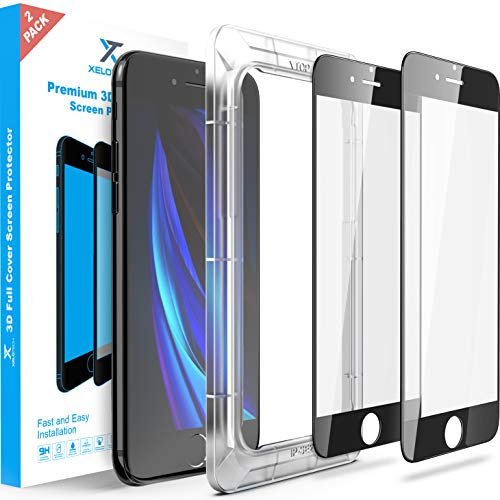 XeloTech 2x 3D Schutzglas für iPhone SE 3 (2022) und SE 2 (2020) (3/2 Generation) - Installation mit Rahmen-Schützt das komplette Display - Full Cover