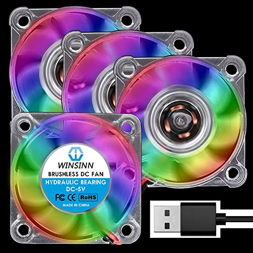 WINSINN 4010 - Ventilador USB LED de color (40 mm, 40 x 10 mm, 40 x 10 mm, 4 unidades)