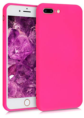 kwmobile Custodia Compatibile con Apple iPhone 7 Plus/iPhone 8 Plus Cover - Back Case per Smartphone in Silicone TPU - Protezione Gommata - rosa shocking