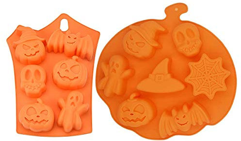 TheStriven 2 pièces 3D Halloween Citrouille Gateaux Silicone Moule Halloween Moule en Silicone en Forme de Chauve-Souris et de Citrouille Moules en silicone Motif Halloween pour Savon Chocolat Gâteau