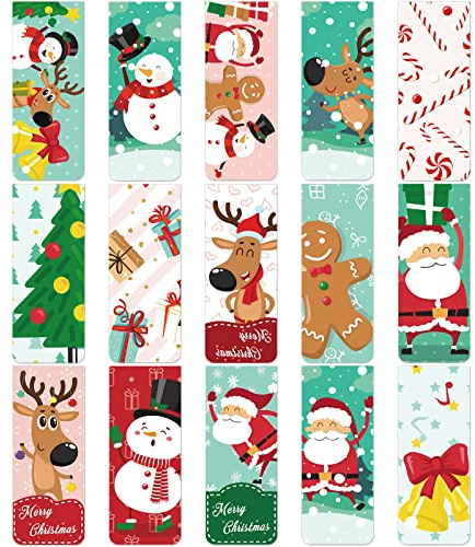 30 Stücke Weihnachten Lesezeichen Magnetische Lesezeichen Süß Magnet Seiten Clips Lesezeichen mit Weihnachtsmann Schneemann Rentier Muster für Kinder Studenten Schule Hause Lesen Büro