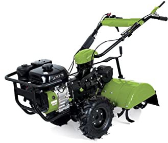 Motoculteur à essence Machine Revolution avec 7 CV de puissance, vitesse de rotation 3600 tr/mn, essence 95, capacité du réservoir 3,6 L
