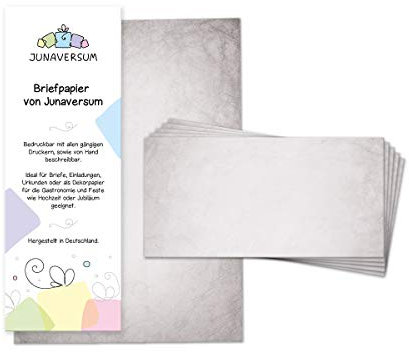Briefpapier mit Umschlag Briefpapier-Set Vintage grau Motivpapier für Einladungen Hochzeit Urkunden (50 Blätter + 50 Umschläge)