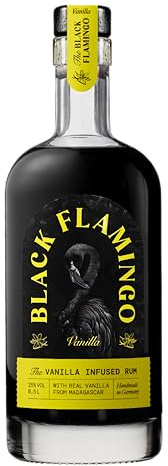 Black Flamingo Vanilla infused Rum, Mit echter Madagaskar Vanille, Tiefschwarz und angenehm süß, 1 x 500ml