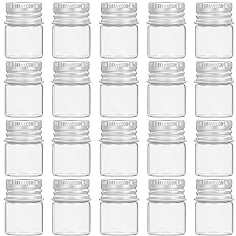 BENECREAT 20Pcs 5ml Versiegelte Glasflasche Mit Schraubverschluss Aus Aluminium Klare Flüssigkeitsprobenflasche Für Message Bottle, Wünsche Flasche
