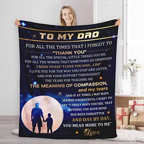 Sinlley To My Dad Überwurfdecke von Tochter und Sohn, 127 x 101 cm, Geburtstagsgeschenk für Papa – weiche Decken, leicht, Picknick, Outdoor, Reisen
