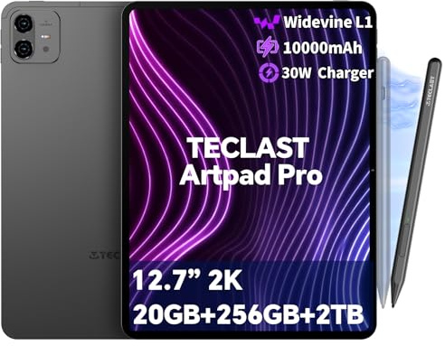TECLAST Artpad Pro Tablet 12.7 Pollici, 2.2GHz Helio G99 Octa-Core Gaming Tablet Android 15, Doppio SIM 4G LTE+5G WiFi, 2176×1600, 20GB RAM+256GB ROM(TF 8TB) 10000mAh 30W Carica Rapida, Penna Inclusa