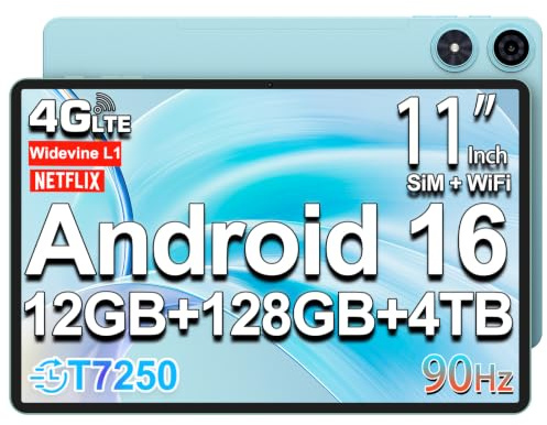 TECLAST P50 Tablet 11 Pollici 90Hz Tablets Android 16, 2GHz Octa-Core T7250, Dual SIM 4G LTE + 5G WiFi, Tablet con Penna+Custodia, 12GB RAM+128GB ROM(TF 5TB), Widevine L1, 7000mAh, GPS/3.5MM/OTG, 2026