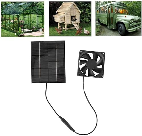 Fyearfly Solar Abluftventilator, 8 cm 2 W Solarpanel Kit, Solarpanel Ventilator Hühnerstall Ventilator Gewächshaus Abluftventilator, Mini Solar Ventilator für Wohnmobil, Yacht, Hund, Hühn