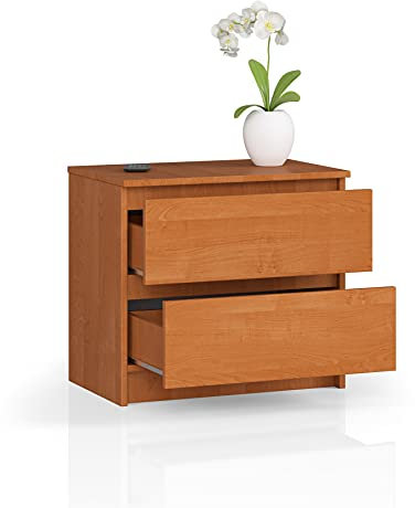 BDW Kommode mit 2 Schubladen, Sideboard, Multifunktionsschrank, Wohnzimmer, Schlafzimmer. Es Wird alle notwendigen Dinge aufnehmen. (Erle)