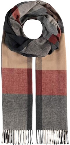 FRAAS Herren-Schal Blockkaro aus reinem Cashmink - 30 x 180 cm - Perfekt für Herbst & Winter - Feiner als Cashmere - Plaid Fransenschal - Made in Germany Rost