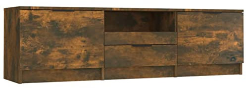 vidaXL TV Schrank Lowboard TV Möbel Tisch Board Sideboard Fernsehschrank Fernsehtisch HiFi-Schrank Räuchereiche 140x35x40cm Holzwerkstoff