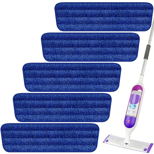 Microfiber Spray Mop Pads Replacement 15.7 x 5.1 inch, TRAV-ROUND Reusable Washable Dry Wet Mop Pads Refills Floor Mop Replacement Heads for Home Kitchen Commercial Floor Cleaning - 5 Pack