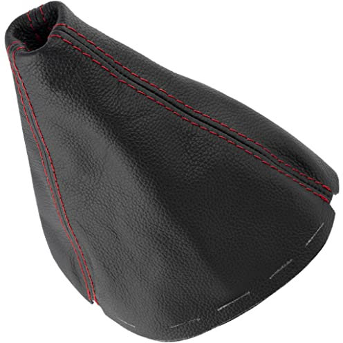 AERZETIX - C63362 - Schalthebelmanschette aus echtem schwarzem leder - kompatibel mit Renault Clio 4 von 2012 bis 2019 - farbe: schwarz mit roten nähten - für manuelles getriebe