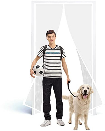 Porte moustiquaire magnétique 100 x 210 cm Fermez Automatiquement La Moustiquaire Installez La Porte Coulissante sans Percer De Trous pour La Cuisine Blanc