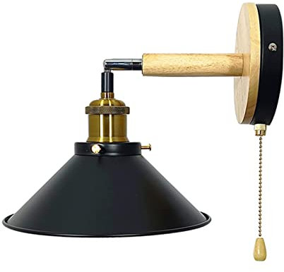 LOVIVER Applique Murale, Applique Murale avec Interrupteur à Tirette, luminaire décoratif Vintage, Lampe de Chevet pour Lecture, Restaurant, Ferme, 1 PCS