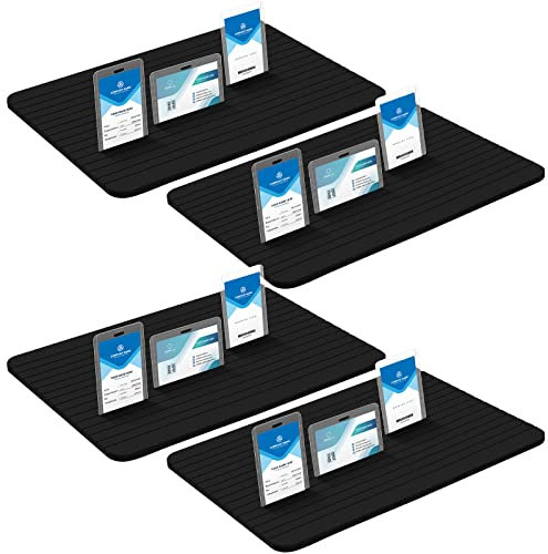 Wesiti 4 Pcs Wooden Name Badge Holder ID Tag Organizer Tray Name Badge Display Plate Sign Decor for Office School Business(15.3 x 11 x 0.5 inches,Black)