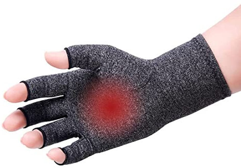 1 Paia Guanti Artrite Senza Dita Artrosi Reumatoide Guanti Compressione Gaming Terapia Mani Sindrome Raynaud Guanti per Computer Scaldamani Antiartrite (Grau)
